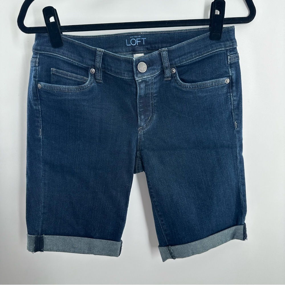 NWT Loft Original Dark Wash Bermuda Shorts